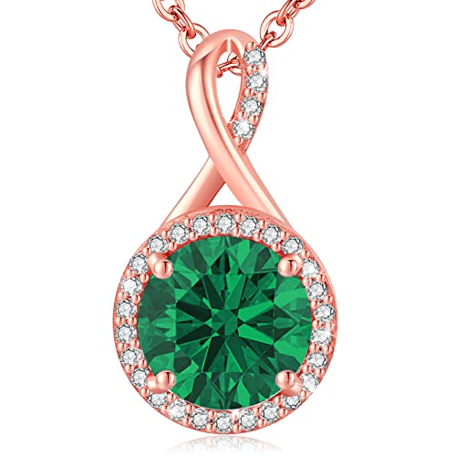 Lavumo Sterling Silver Necklaces For Women Rose Gold Silver Cubic Zirconia Pendant Necklace Jewelry For Her Gifts For Woman Wife Girlfriend Mom On Birthday Anniversary Christmas Valentines Day #TOP16