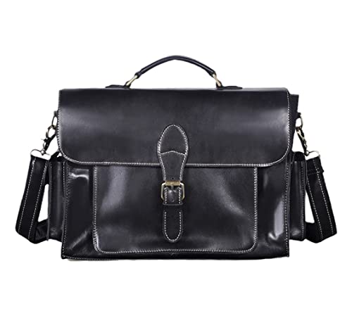 Mallette en cuir véritable pour ranger votre ordinateur portable 13" noir homme