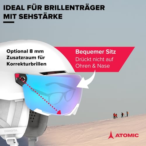 ATOMIC Savor Visor Stereo Skihelm mit Visier - White Heather - Größe M - Snowboard- & Ski-Helm mit Brille - 360° Fit System & Active Aircon… – Ansicht 3