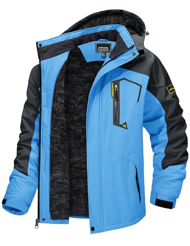 Image of TACVASEN Men's Winter Skiing Jackets Water Resistant Fleece Coats Insulated Thermal Snowboard Jacket Parka Raincoat with Hood