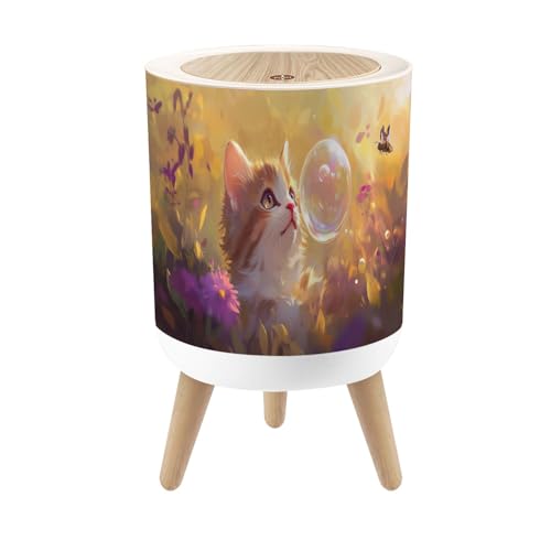 Caneca de basura pequeña con tapa y patas, 7 L