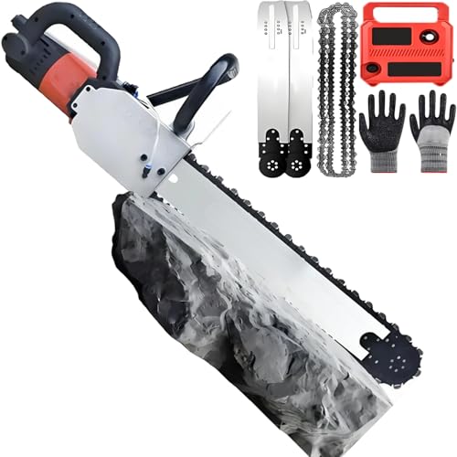 Sierra de cadena eléctrica para hormigón, cortador de cadena de diamante sin escobillas para barras de refuerzo ranuradas, mármol y ladrillos, 7800 W, profundidad de corte de 13.8/19 pulgadas, kit de