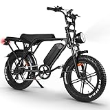 Hipatoo V8 Electric Bike for Adults, 20'' Fat Tire E Bike with Powerful Motor 48V 15Ah Removable Battery, 7-Speed Gears, 2 Seater E-Bike, Ebike Moped Style for Mountains, Snow, Sand, Road