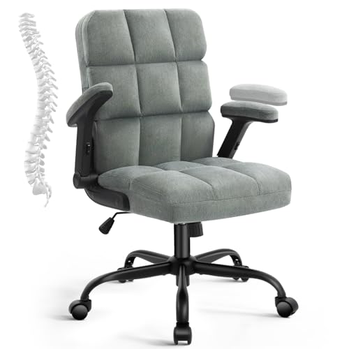 SEATZONE Fabric Office Chair with Armrests, Grey