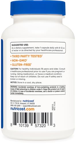Image of Nutricost Chelated Iron, As Ferrochel, 36mg, 240 Capsules