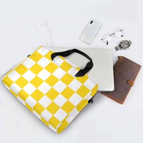 Maletín para portátil a cuadros amarillo y blanco 13-15.6 pulg miniatura 7