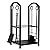 Double Firewood Rack With 4-Piece Fireplace Tool Set, Wrought Iron Indoor & Outdoor Log Storage Stand