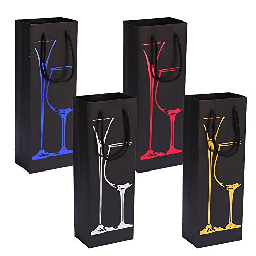 CDJX 12 Bolsas de Regalo para Navidad, Bodas, Bolsas de Vino Negro, con asa, Bolsa de Regalo para Botellas de Whisky, para Aniversario, cumpleaños y Festivales, para Botellas de Vino