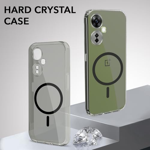 Image of Jkobi Lifetime Anti-Yellow MagSafe Compatible Clear Back Cover Case for OnePlus Nord CE 3 Lite (Sleek Hard Crystal | Shockproof and Camera Protection)