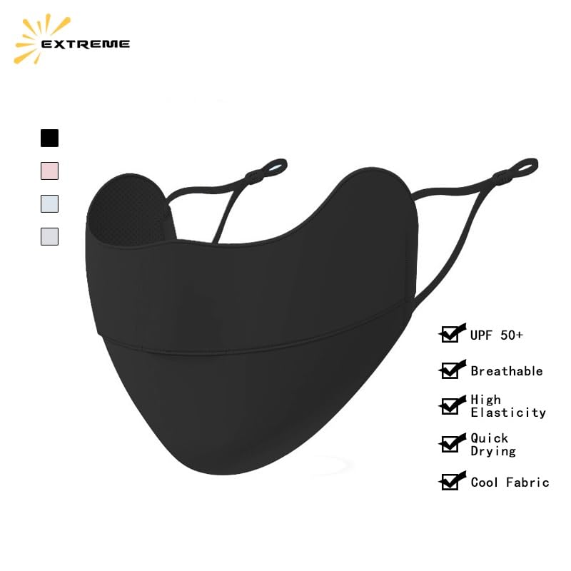UV Face Mask Sun Protection,UPF 50+Blocks 98% of UVA/UVB Rays,UV Face Mask for Women Washable Reusable(3PCS) Black - Image 2
