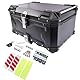 Hopzty 65L Motorrad Topcase, Wasserdicht Motorrad Top Box Topcase Roller Koffer mit Sicherheitsschloss, Motorradkoffer mit InstallierenTrägerplatte (Schwarz)