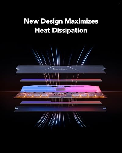 Image of Lexar ARES Gen2 RGB DDR5 RAM 32GB Kit (2x16GB) 6400MHz CL30, 288-Pin UDIMM Desktop Memory, PC Gaming Computer Memory, for Intel XMP 3.0 /AMD EXPO /CL30-38-38-76 /1.4V(LD5U16G64C30BR-RGD)