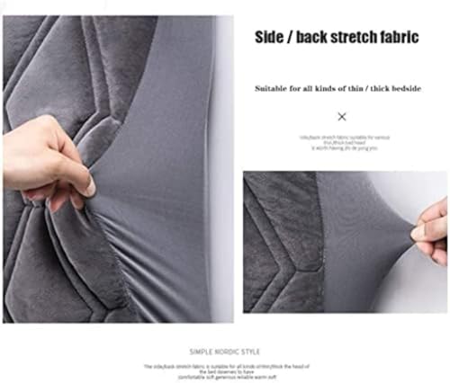 Velvet Bed Headboard Cover Twin Full Queen King Size, Quilted Bed Headboard Slipcover Soft Dustproof Headboard Protector Cover for Dormitory Bedroom Decoration (Beige,190cm(75"))