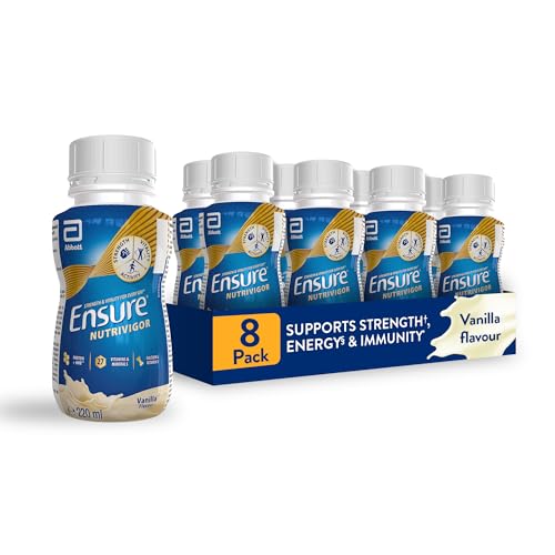 Ensure NutriVigor Nutritional Shake – Vanilla Flavour – 8 x 220ml – Boosts Energy – Ready-to-Drink – Food Supplement with Protein, HMB and27 Vitamins and Minerals