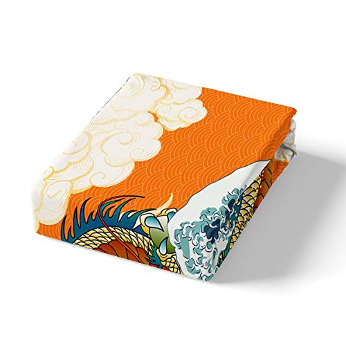 Dragon Duvet Cover Wave Comforter Cover Japanese-Style Wave Bedding Set For Kids Adults Exotic Style Bedding & Linen Ultra Soft Room Decor King Size Bedclothes Zipper - Image 3