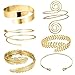 Bracelet manchette Set Metal Feuille géométrique ouverte Banges de poignet pour femmes filles 6pcs pour s'habiller