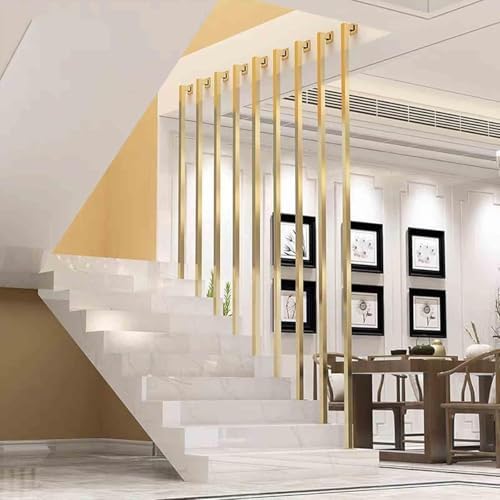 Customizable Gold Wrought Iron Stair Balusters - Modern Side-Mounted Metal Railings for Homes, Hotels, Villas & Restaurants - Durable Replacement Posts for Stylish Décor