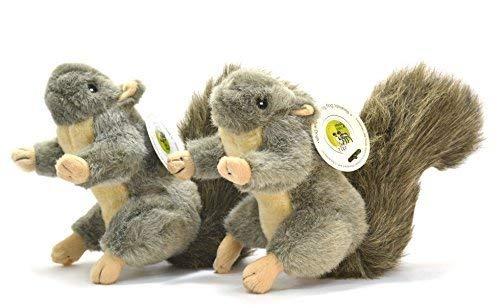 Twin-Pack! Realistic Plush Squirrel Dog Toys with Squeakers for Interactive Play / Training