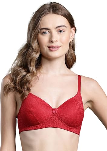 Image of Padded Non-Wired Medium Coverage T-Shirt Bra - Adjustable, Wire-Free, 92% Nylon /8% Spandex, Breathable Comfort - Sizes - (32 /34 /36 /38)