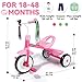 Liberry Toddler Tricycle Age 2 3 4 Years Old, Kids Trike with Bell, Back Basket and Removable Pedal, 3 Wheel Bike Birthday Christmas Toys Gift for Boys Girls, Pink