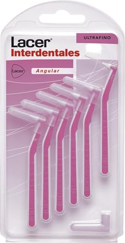LACER - Cepillo Interdental Angular Ultrafino 6 Unidade, Mango Angulado, Máxima Eficacia, Filamentos Tynex, Previene y Elimina la Placa Bacteriana, Cerdas Suaves