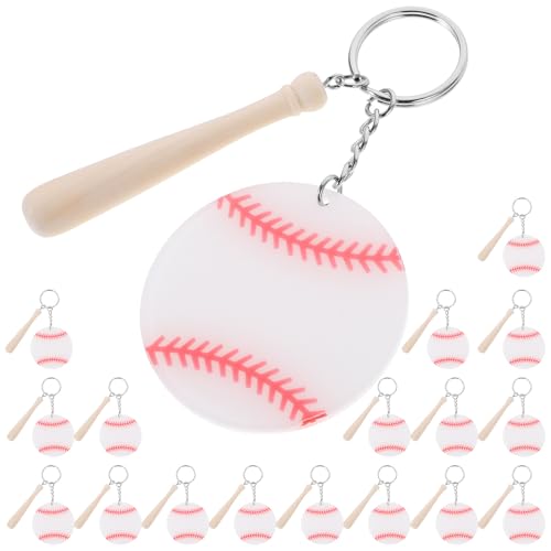 Porte-clés batte de baseball acrylique 6 cm blanc accessoire pendentif sac présent invité