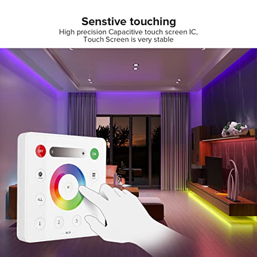 Image of BTF-LIGHTING RC3 RF Wireless LED Dimmer Remote | Sensitive Touch Slide Panel, Wall-Mountable for FCOB COB SMD PWM or SPI RGB RGBW LED Strip Control Work with SP530E, SP630E