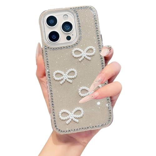 Image of DIZORO Compatible for iPhone 13 Pro, Luxury Diamond Cute with Bow Glitter Bling Case with Full Camera Protection PC+TPU Glossy Shiny Back Cover Case for Girls Women (Desert)