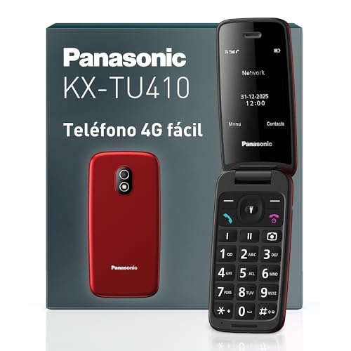 Panasonic KX-TU410 Teléfono Móvil 4G con Tapa 2,4 Pulgadas, Botón SOS, Bluetooth 5.0, HAC, Manos Libres, IP44, Rojo
