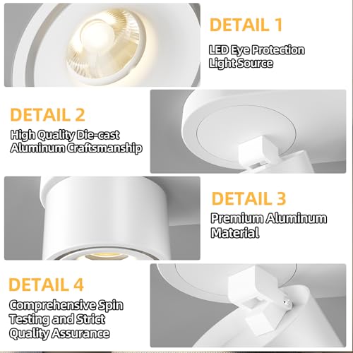Image of ziidoo Spotlight Indoor Ceiling LED Lights,36W Modern Spot Light Fixtures 4000K White Lamp 360Adjustable Picture Wall Sconce for Living Room Hallway Gallery Flush Mount Directional (mid, Count, 3)
