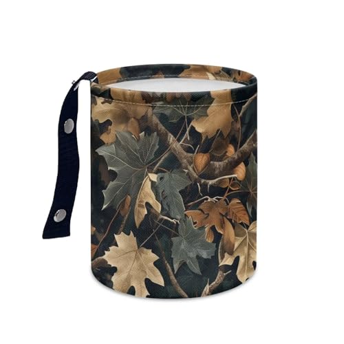 Image of Camo Hunting Car Trash Can Collapsible Back Seat, Front Console, Floor, or Hanging Headrest Waste Basket - Auto Garbage Bag Accessory Car