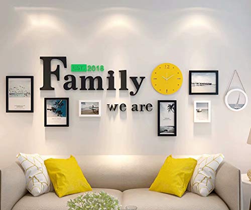 Picture Frames 518 7 Photo Frame with Clock for Family Living Room Wall Photo Wall Decoration 233X82cm