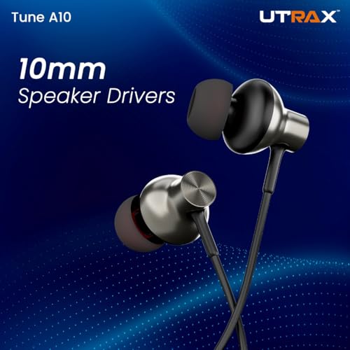 Image of UTRAX Type C Wired in Ear Earphones with in-Line Mic for Clear Calling,1.2M Cable,10Mm Dynamic Drivers for Boostedbass,Control Buttons Type C Devices (Black)