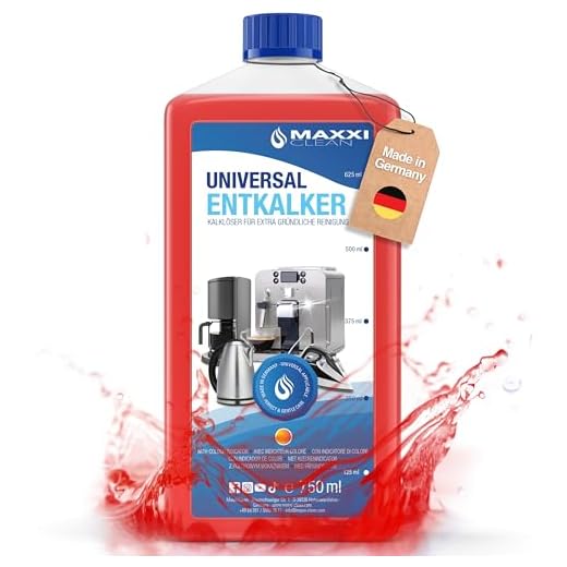 Maxxi Clean | Descalcificador Universal para todas las Cafeteras, Hervidores de Agua, otros Electrodomésticos y Baño & Cocina | Apto para todas las Marcas y Modelos | Removedor de Cal (1x 750 ml)
