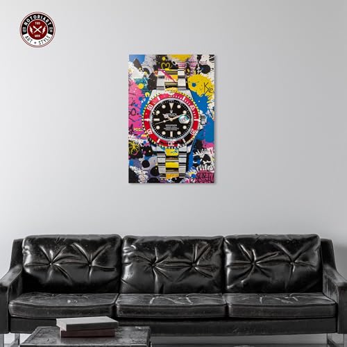 Watch Graffiti Canvas Urban Graffiti Wall Art by Notoriart, Gallery Wrapped, 24" x 36" by NotoriArt - Image 2