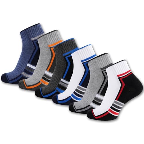 EconioSocken Sneaker Socken Herren DamenBaumwolle Sportsocken Laufsocken Atmungsaktive Quarter Kurze SockenHalbsocken Gepolstert mit Frotteesohle 6/10 Paar
