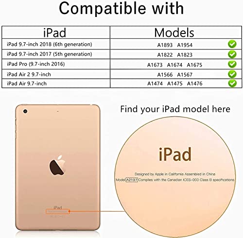 BMOUO Kids Case for iPad 6th/5th Generation (iPad 9.7-inch, 2017/2018), iPad 9.7/Air 2 Cas e with Screen Protector, Shockproof Handle Stand iPad 6th 5th Generation Case for Kids, Blue