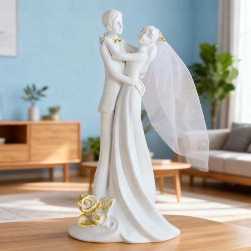 Estatua pareja de novios boda decorativa 7.28 pulgadas miniatura 1