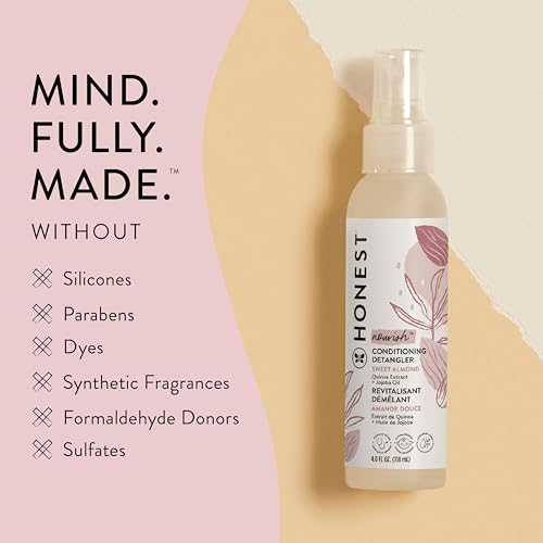 The Honest Company Conditioning Hair Detangler 3-Pack Leave-in Conditioner and Fortifying Spray Tear Free Cruelty-Free Hypoallergenic Almond Nourishing 4 fl oz each pack of 3