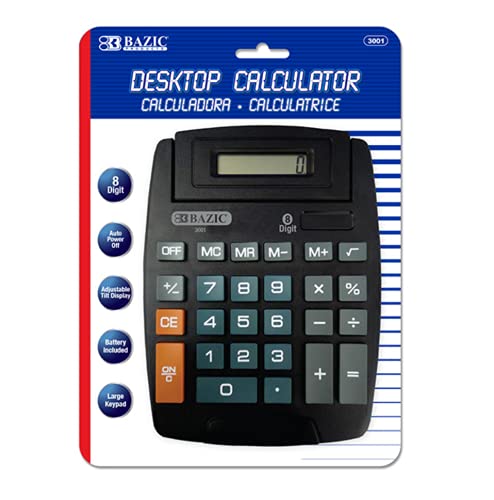 Bazic 8-Digit Large Desktop Calculator W/Adjustable Display #TOP11