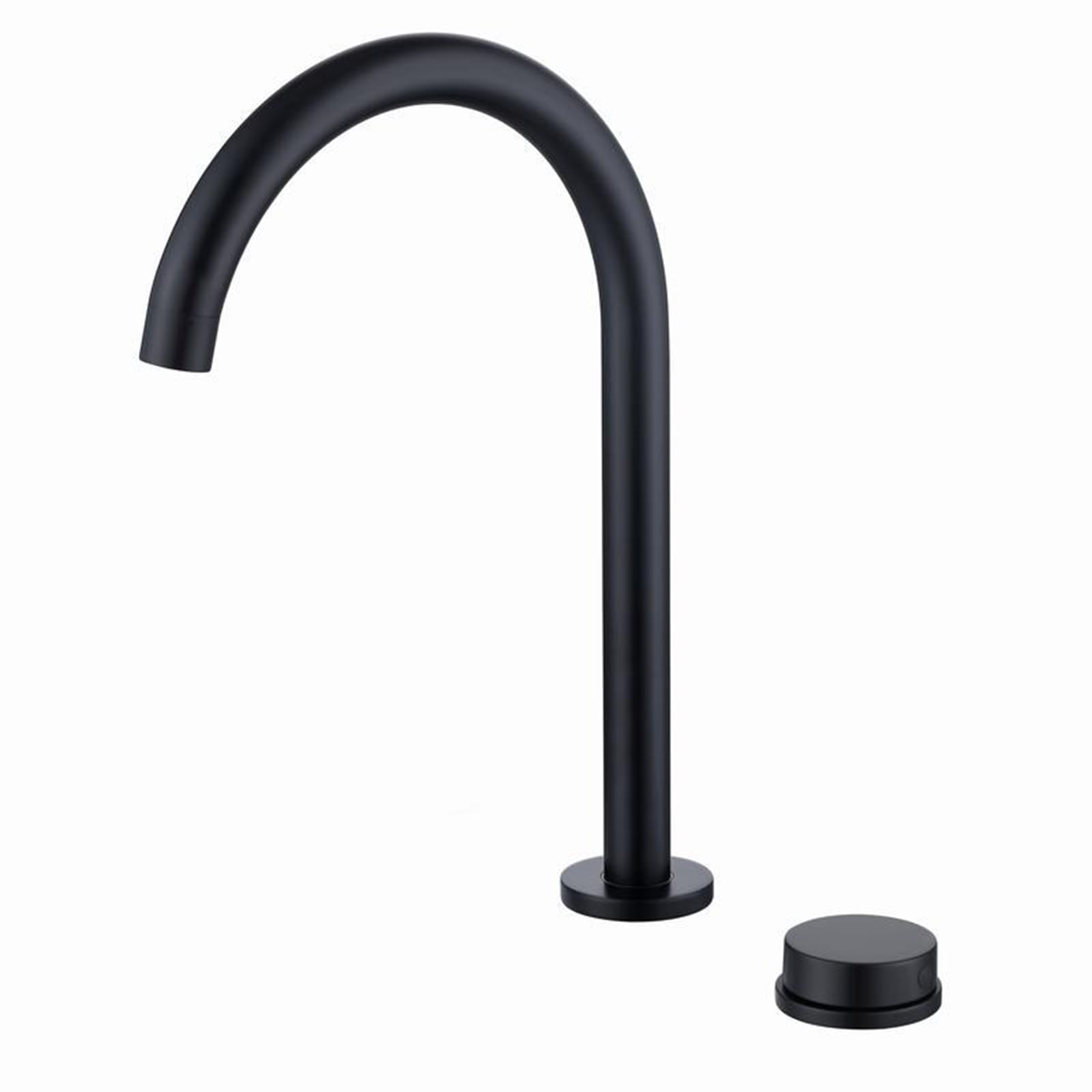 FQWNCIEG Basin Taps 2 Hole Black Gooseneck Single Lever Handle Bathroom Sink Taps 360° Rotation