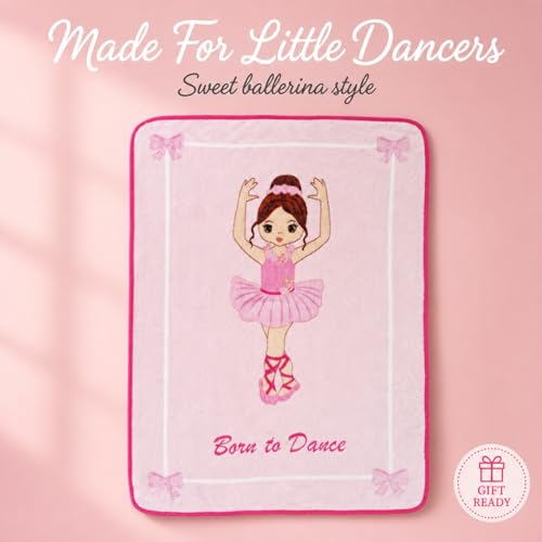 Image of EVERYDAY KIDS Toddler Throw Blanket - 30 inch by 40 inch - Ballerina Born to Dance - Super Soft, Plush, Warm and Comfortable