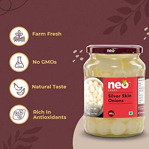 Image of Neo Silver Skin Onions 680g I Sirka Onion I 100% Plant Based & Natural I Ideal for Cocktail and as Side Dish for Snacks I (Pack of 1)