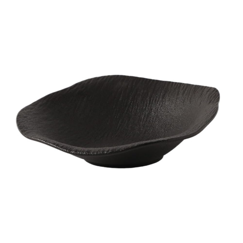 Talerze obiadowe, Elegancka estetyka: minimalistyczny, nieregularny talerz w kształcie kwiatu – idealny do stylowego serwowania warzyw, sałatek i owoców Zestaw obiadowy(Black,S)
