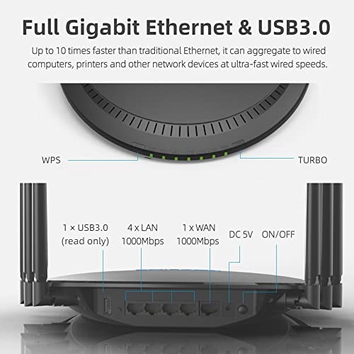 Wavlink Ac3000 Tri-Band Wifi Router, High Power Gigabit Gaming Router With 5 Gb Ethernet & 1 Usb 3.0 | Up To 64-96 Connections | Parental Control, Qos, Mu-Mimo For Gaming Streaming #TOP2