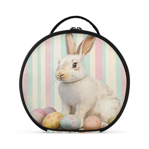 Takiito Easter Bunny Eggs Travel Makeup Case Portable Makeup Box Artist Cosmetic Case Organizer With Adjustable Dividers
