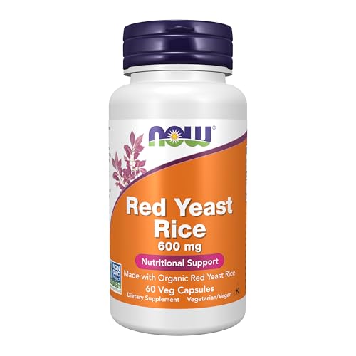 NOW Foods Supplements Red Yeast Rice 600 mg Made with Organic Red Yeast Rice 60 Veg Capsules