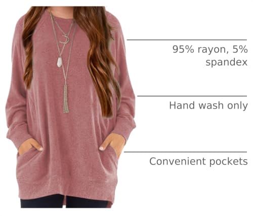 Image of Girls Shirts for 6-13 Years Long Sleeve Crewneck Tops with Pockets