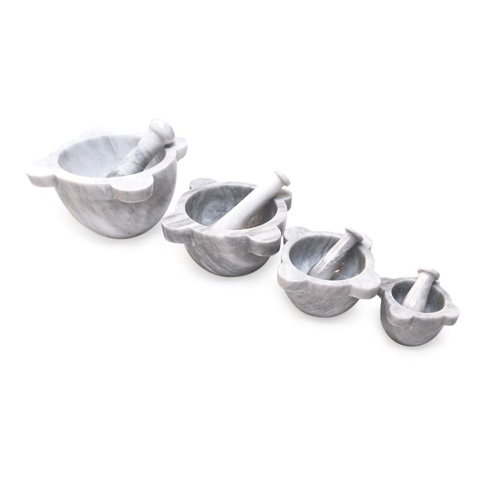 Mortaio da Cucina o Farmacia con Pestello in Marmo Marble Mortar with Pestle Art Decor D.20cm