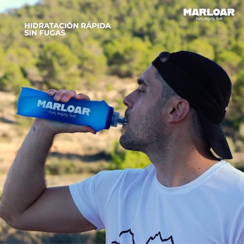 MARLOAR Soft Flask - Botella Plegable - Botella Plegable Silicona - pack de 2 unidades de Soft Flask 500ml para running, trail running y senderismo. BPA free. (500 ML, AZUL) - imagen 2